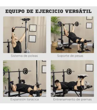 Banco de Pesas Multifuncional Ajustable para Entrenamiento de Cuerpo Entero 180x134x200 cm Plata y Negro