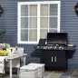 Barbacoa de Gas con 4+1 Quemadores 14,4 KW Mesas Laterales Armario de Almacenaje Termómetro y 2 Ruedas Acero Inoxidable BBQ 125x