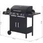 Barbacoa de Gas con 4+1 Quemadores 14,4 KW Mesas Laterales Armario de Almacenaje Termómetro y 2 Ruedas Acero Inoxidable BBQ 125x