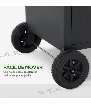 Barbacoa de Gas con 4+1 Quemadores 14,4 KW Mesas Laterales Armario de Almacenaje Termómetro y 2 Ruedas Acero Inoxidable BBQ 125x