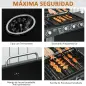 Barbacoa de Gas BBQ con 3+1 Quemadores 11,6 KW 2 Mesas Laterales Armario de 2 Puertas Termómetro y 2 Ruedas Acero Inoxidable 110