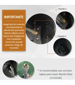 Barbacoa de Gas BBQ con 3+1 Quemadores 11,6 KW 2 Mesas Laterales Armario de 2 Puertas Termómetro y 2 Ruedas Acero Inoxidable 110