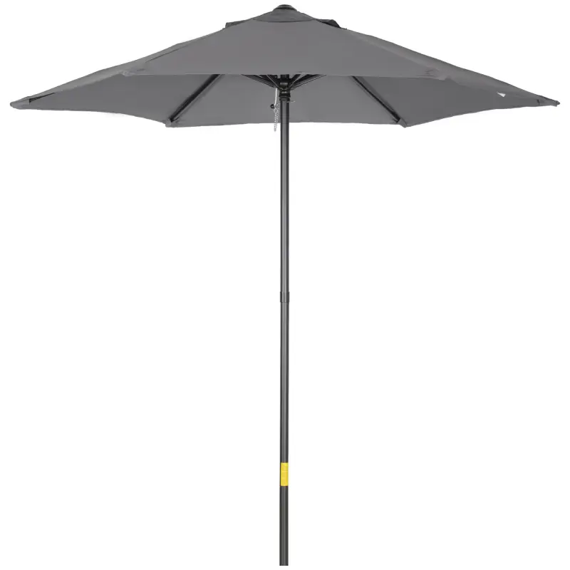 Parasol de Terraza Exterior con Techo de Ventilación Poste Desmontable de Aluminio para Jardín Patio Gris Oscuro