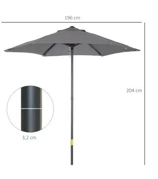 Parasol de Terraza Exterior con Techo de Ventilación Poste Desmontable de Aluminio para Jardín Patio Gris Oscuro