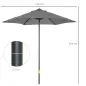 Parasol de Terraza Exterior con Techo de Ventilación Poste Desmontable de Aluminio para Jardín Patio Gris Oscuro