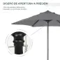 Parasol de Terraza Exterior con Techo de Ventilación Poste Desmontable de Aluminio para Jardín Patio Gris Oscuro