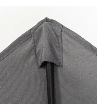 Parasol de Terraza Exterior con Techo de Ventilación Poste Desmontable de Aluminio para Jardín Patio Gris Oscuro