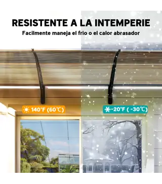 Marquesina Exterior para Puertas y Ventanas 303x96x27 cm con Regleta de Aleación de Aluminio PP Policarbonato Marrón