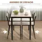 Juego de Mesa y 4 Sillas de Comedor Estilo Moderno Marco Metálico para Espacios Pequeños Negro