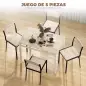 Juego de Mesa y 4 Sillas de Comedor Estilo Moderno Marco Metálico para Espacios Pequeños Negro