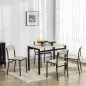 Juego de Mesa y 4 Sillas de Comedor Estilo Moderno Marco Metálico para Espacios Pequeños Negro