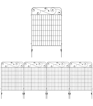 Valla de Jardín Exterior de 4 Paneles 88x110 cm Vallas Decorativas con Ángulo Ajustable Negro