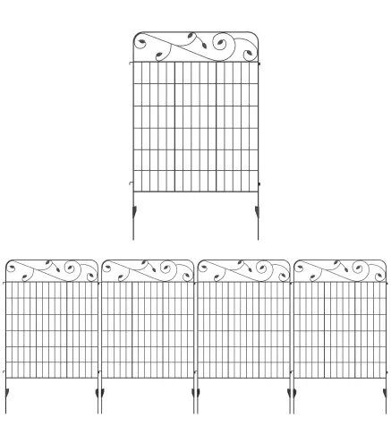 Valla de Jardín Exterior de 4 Paneles 88x110 cm Vallas Decorativas con Ángulo Ajustable Negro