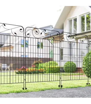 Valla de Jardín Exterior de 4 Paneles 88x110 cm Vallas Decorativas con Ángulo Ajustable Negro