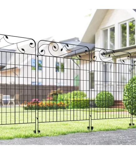 Valla de Jardín Exterior de 4 Paneles 88x110 cm Vallas Decorativas con Ángulo Ajustable Negro