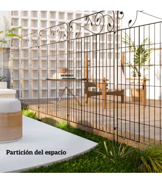 Valla de Jardín Exterior de 4 Paneles 88x110 cm Vallas Decorativas con Ángulo Ajustable Negro
