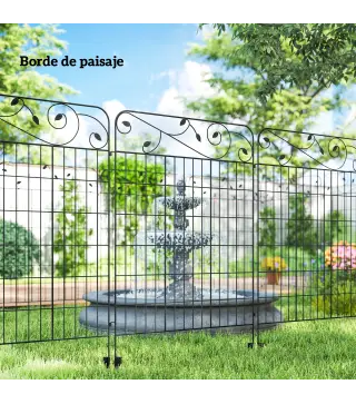 Valla de Jardín Exterior de 4 Paneles 88x110 cm Vallas Decorativas con Ángulo Ajustable Negro