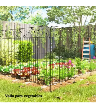Valla de Jardín Exterior de 4 Paneles 88x110 cm Vallas Decorativas con Ángulo Ajustable Negro