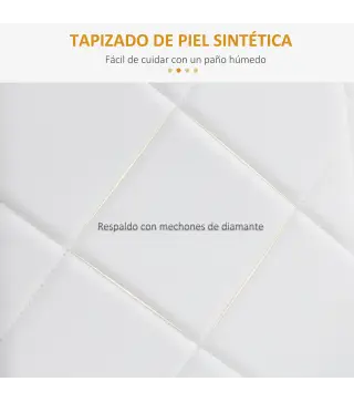 Set de 4 Sillas de Comedor Tapizadas de Piel Sintética con Respaldo Alto y Patas de Acero 41x50x97 cm Blanco