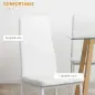 Set de 4 Sillas de Comedor Tapizadas de Piel Sintética con Respaldo Alto y Patas de Acero 41x50x97 cm Blanco