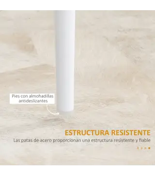 Set de 4 Sillas de Comedor Tapizadas de Piel Sintética con Respaldo Alto y Patas de Acero 41x50x97 cm Blanco