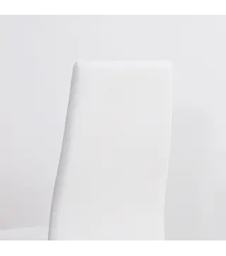 Set de 4 Sillas de Comedor Tapizadas de Piel Sintética con Respaldo Alto y Patas de Acero 41x50x97 cm Blanco