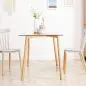 Mesa de Comedor para 4 Personas con Encimera de Cristal y Patas de Acero Efecto Madera 120x60x76 cm Transparente