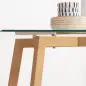 Mesa de Comedor para 4 Personas con Encimera de Cristal y Patas de Acero Efecto Madera 120x60x76 cm Transparente