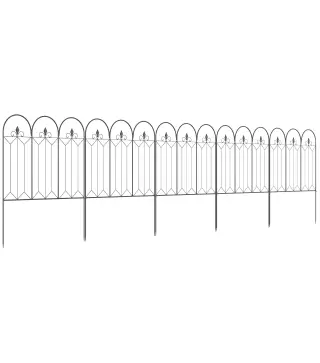 Set de 5 Vallas Decorativas para Jardín Metálicas 305x79,5 cm Combinación Libre Barrera para Animales Negro