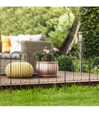 Set de 5 Vallas Decorativas para Jardín Metálicas 305x79,5 cm Combinación Libre Barrera para Animales Negro