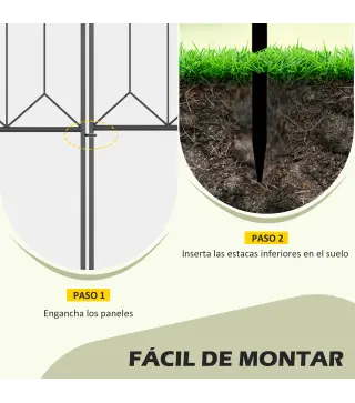 Set de 5 Vallas Decorativas para Jardín Metálicas 305x79,5 cm Combinación Libre Barrera para Animales Negro