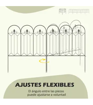 Set de 5 Vallas Decorativas para Jardín Metálicas 305x79,5 cm Combinación Libre Barrera para Animales Negro