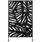 Biombo de 3 Paneles 122x198 cm Biombo Separador de Ambientes con Soporte Diseño de Hojas Negro