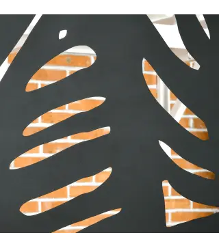 Biombo de 3 Paneles 122x198 cm Biombo Separador de Ambientes con Soporte Diseño de Hojas Negro