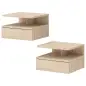 Set de 2 Mesitas de Noche Flotantes con 1 Cajón y Estante Abierto Diseño Moderno Montado en la Pared 35x32x22,5 cm Roble