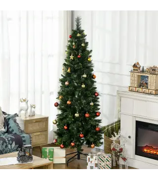 Árbol de Navidad Artificial de 180 cm con 618 Ramas Agujas de Pino y Base de Acero Ø70x180 cm Verde
