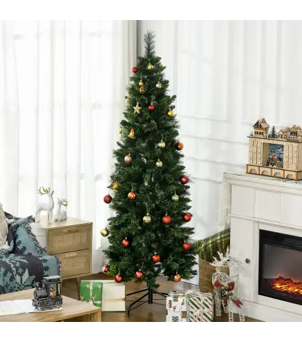 Árbol de Navidad Artificial de 180 cm con 618 Ramas Agujas de Pino y Base de Acero Ø70x180 cm Verde