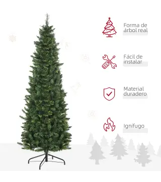 Árbol de Navidad Artificial de 180 cm con 618 Ramas Agujas de Pino y Base de Acero Ø70x180 cm Verde