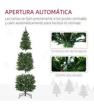 Árbol de Navidad Artificial de 180 cm con 618 Ramas Agujas de Pino y Base de Acero Ø70x180 cm Verde