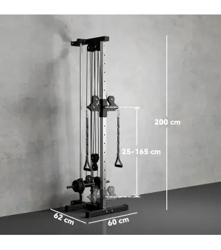 Máquina Polea Alta y Baja de Pared de Doble Polea Ajustable en 15 Posiciones Multifunción Lat Pulldown para Gimnasio