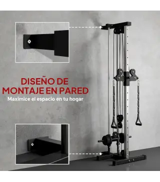Máquina Polea Alta y Baja de Pared de Doble Polea Ajustable en 15 Posiciones Multifunción Lat Pulldown para Gimnasio