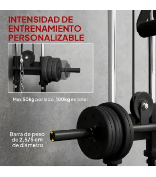 Máquina Polea Alta y Baja de Pared de Doble Polea Ajustable en 15 Posiciones Multifunción Lat Pulldown para Gimnasio