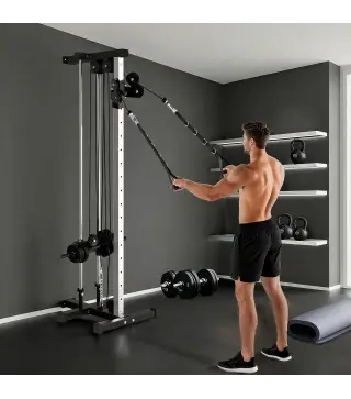 Máquina Polea Alta y Baja de Pared de Doble Polea Ajustable en 15 Posiciones Multifunción Lat Pulldown para Gimnasio