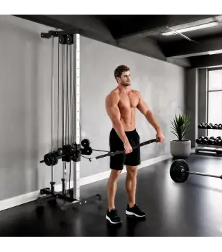 Máquina Polea Alta y Baja de Pared de Doble Polea Ajustable en 15 Posiciones Multifunción Lat Pulldown para Gimnasio