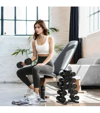 Soporte de Almacenamiento para Mancuernas de Acero para Entrenamiento en Gimnasio Hogar Carga 100 kg 35x33x66 cm Negro