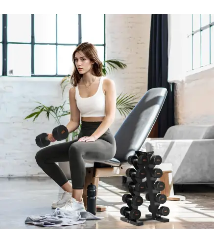 Soporte de Almacenamiento para Mancuernas de Acero para Entrenamiento en Gimnasio Hogar Carga 100 kg 35x33x66 cm Negro