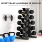 Soporte de Almacenamiento para Mancuernas de Acero para Entrenamiento en Gimnasio Hogar Carga 100 kg 35x33x66 cm Negro