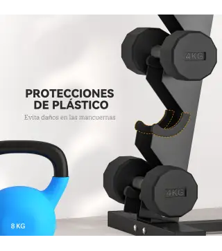 Soporte de Almacenamiento para Mancuernas de Acero para Entrenamiento en Gimnasio Hogar Carga 100 kg 35x33x66 cm Negro