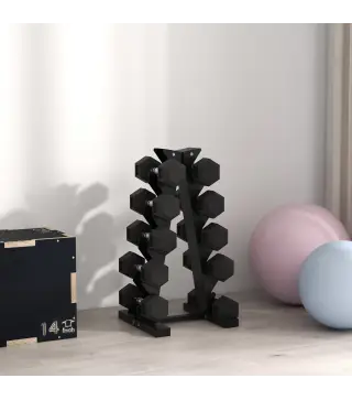 Soporte de Almacenamiento para Mancuernas de Acero para Entrenamiento en Gimnasio Hogar Carga 100 kg 35x33x66 cm Negro