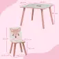 Set de Mesa y 2 Sillas Conjunto de Muebles Infantiles de 3 Piezas para Niños de +3 Años con Estampado Animales y Rosa